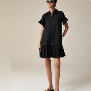 J. Crew Amelia Black Ruffle Sleeve Dress